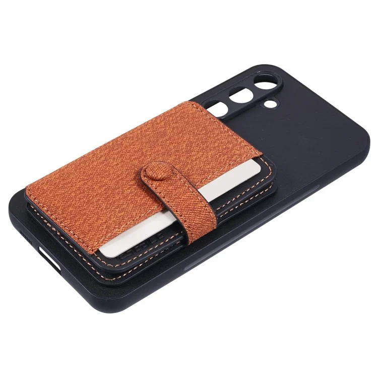 Für Samsung Galaxy S23 fe Phone Case Adhäsive Kartenbeutelfarbe Mit Kickstand-braun