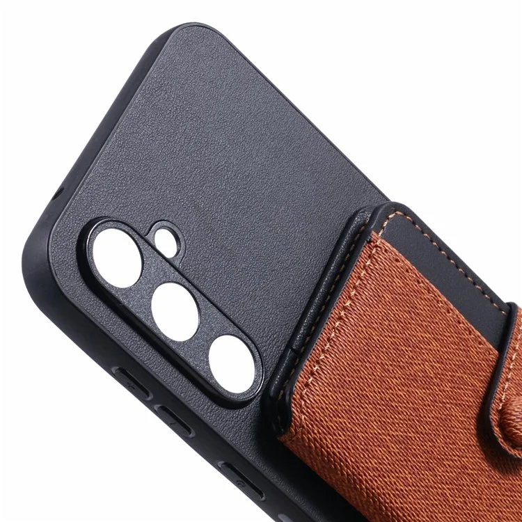 Für Samsung Galaxy S23 fe Phone Case Adhäsive Kartenbeutelfarbe Mit Kickstand-braun