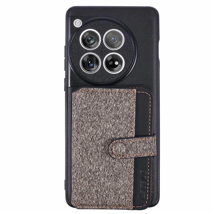 Für OnePlus 12 5G Phone Case Adhäsive Kartenbeutelfarbe Mit Kickstand - Grau