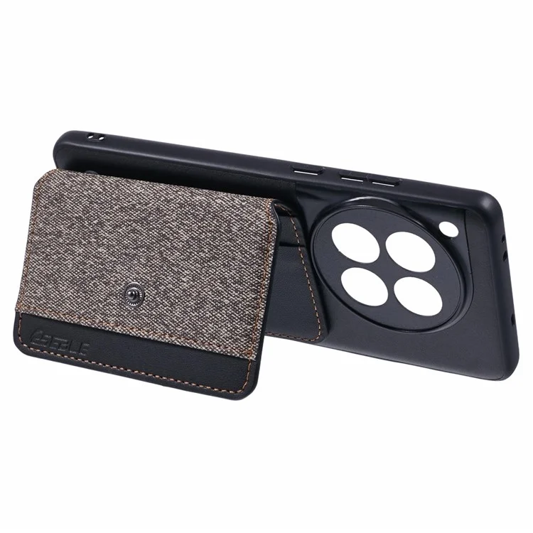 Für OnePlus 12 5G Phone Case Adhäsive Kartenbeutelfarbe Mit Kickstand - Grau