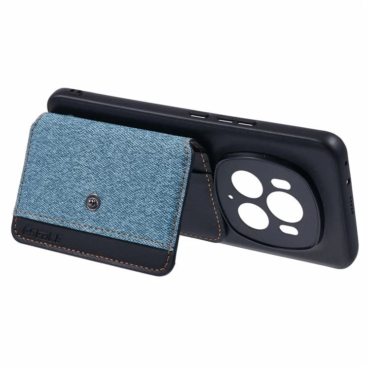 For Honor Magic6 Pro 5G Phone Case Adhesive Card Bag Color Matching with Kickstand - Blue