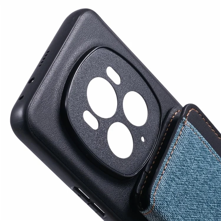 For Honor Magic6 Pro 5G Phone Case Adhesive Card Bag Color Matching with Kickstand - Blue