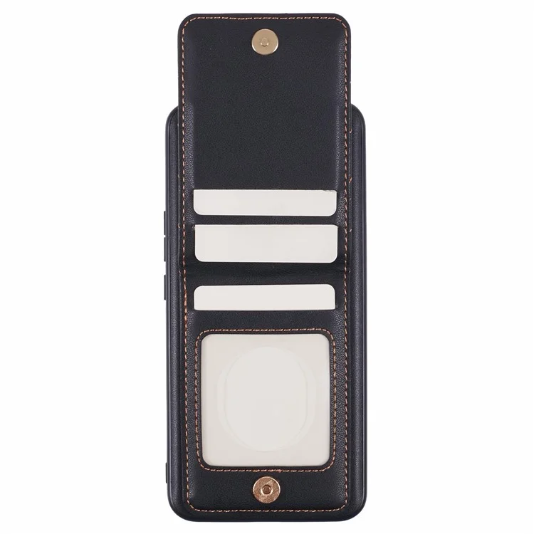 For Honor Magic6 Pro 5G Phone Case Rhombus Adhesive Card Bag with Kickstand RFID Blocking - Black