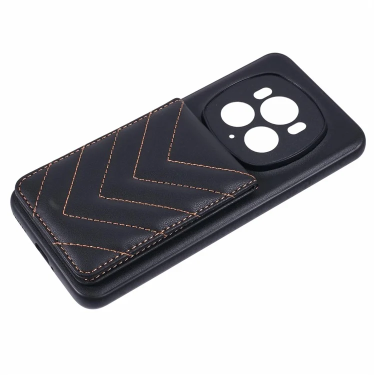 For Honor Magic6 Pro 5G Phone Case Rhombus Adhesive Card Bag with Kickstand RFID Blocking - Black