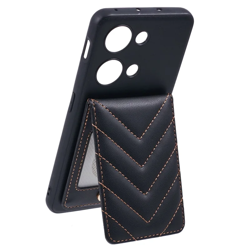 For OnePlus Ace 2V Phone Case Rhombus Adhesive Card Bag with Kickstand RFID Blocking - Black