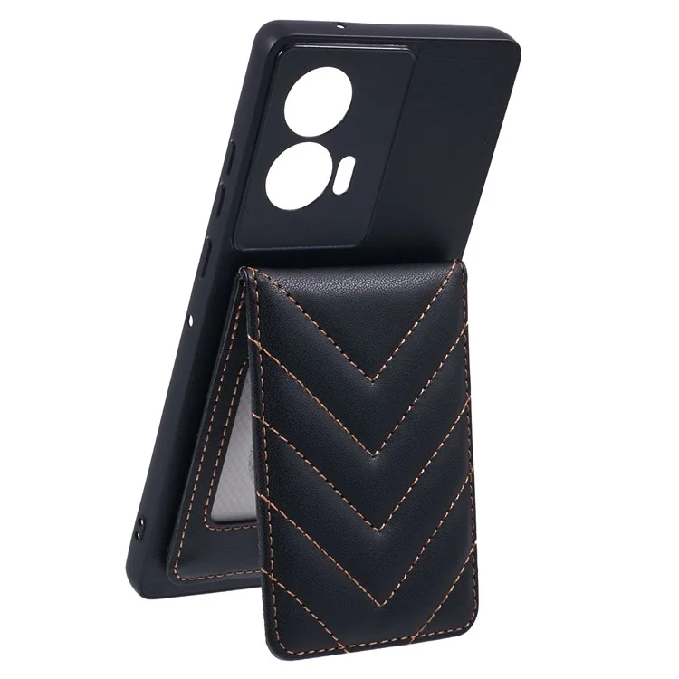 Для Motorola Edge 50 Fusion 5G Chace Case Case Case Adherse Card Card Bag с Блокировкой RFID -стрит - Черный