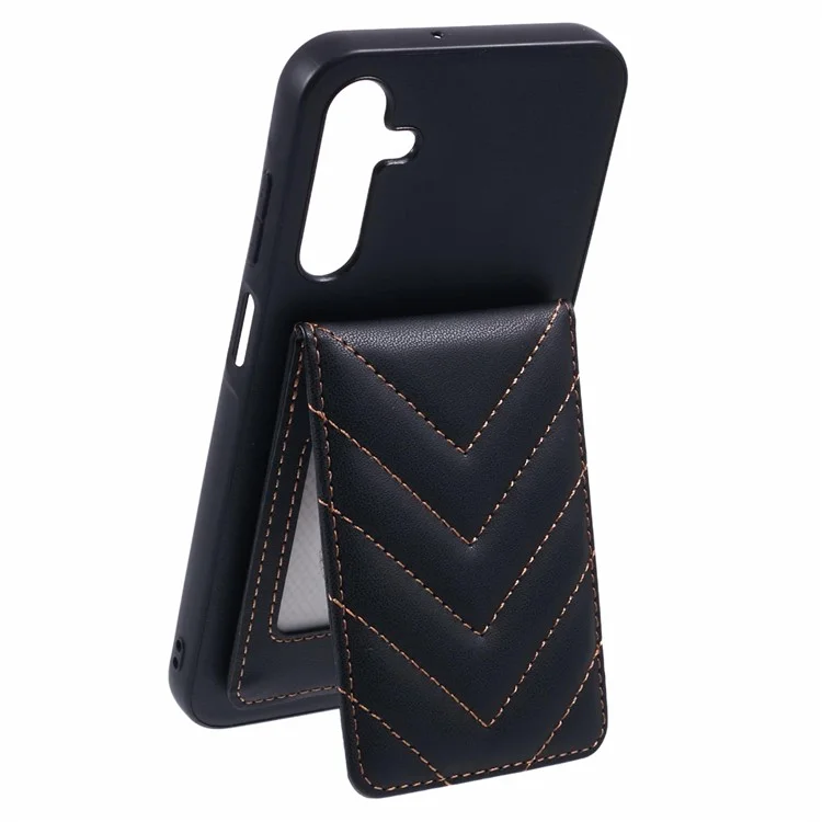 Pour Samsung Galaxy A25 5G (global) (161,0 x 76,5 x 8,3 Mm) Case de Téléphone Rhombus Adhesive Carte Sac Avec Blocage RFID Kickstand - Noir