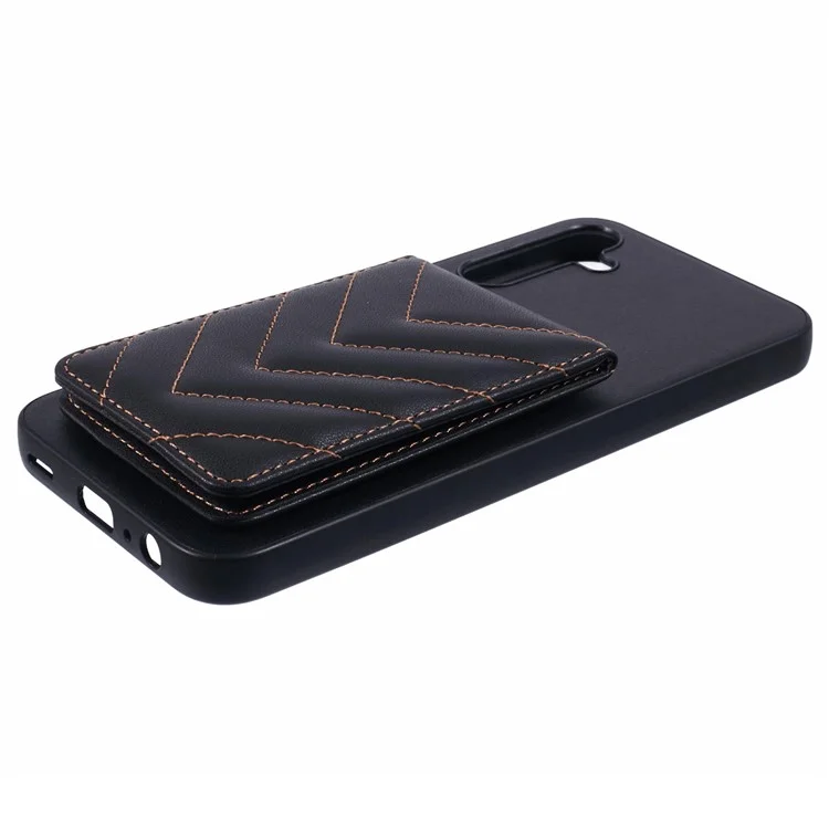 Pour Samsung Galaxy A25 5G (global) (161,0 x 76,5 x 8,3 Mm) Case de Téléphone Rhombus Adhesive Carte Sac Avec Blocage RFID Kickstand - Noir
