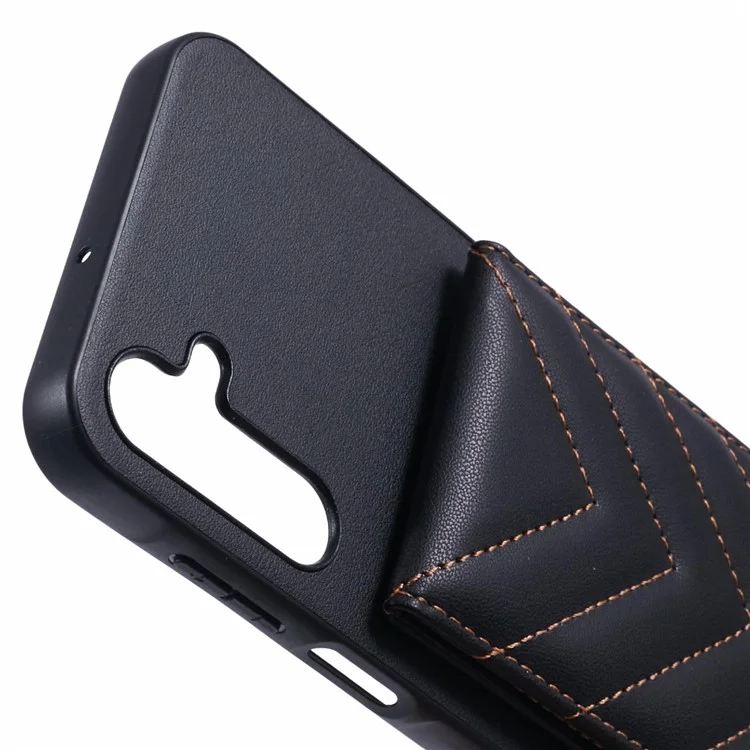 Pour Samsung Galaxy A25 5G (global) (161,0 x 76,5 x 8,3 Mm) Case de Téléphone Rhombus Adhesive Carte Sac Avec Blocage RFID Kickstand - Noir