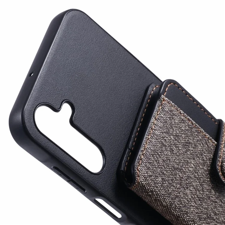 Para o Samsung Galaxy A15 5G / 4G Case Telefone Casa de Carto de Cartão Coma Comprimento Com Kickstand - Cinza