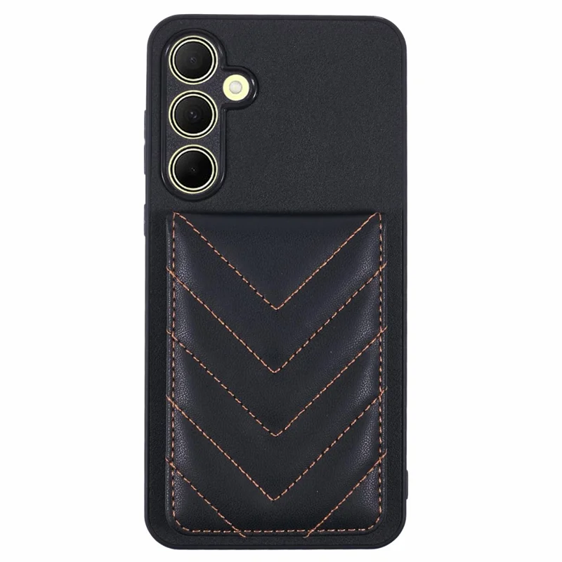 Per Samsung Galaxy A35 5G Telefono Case Rhombus Adesive Card Bag Con Kickstand RFID Blocking - Nero