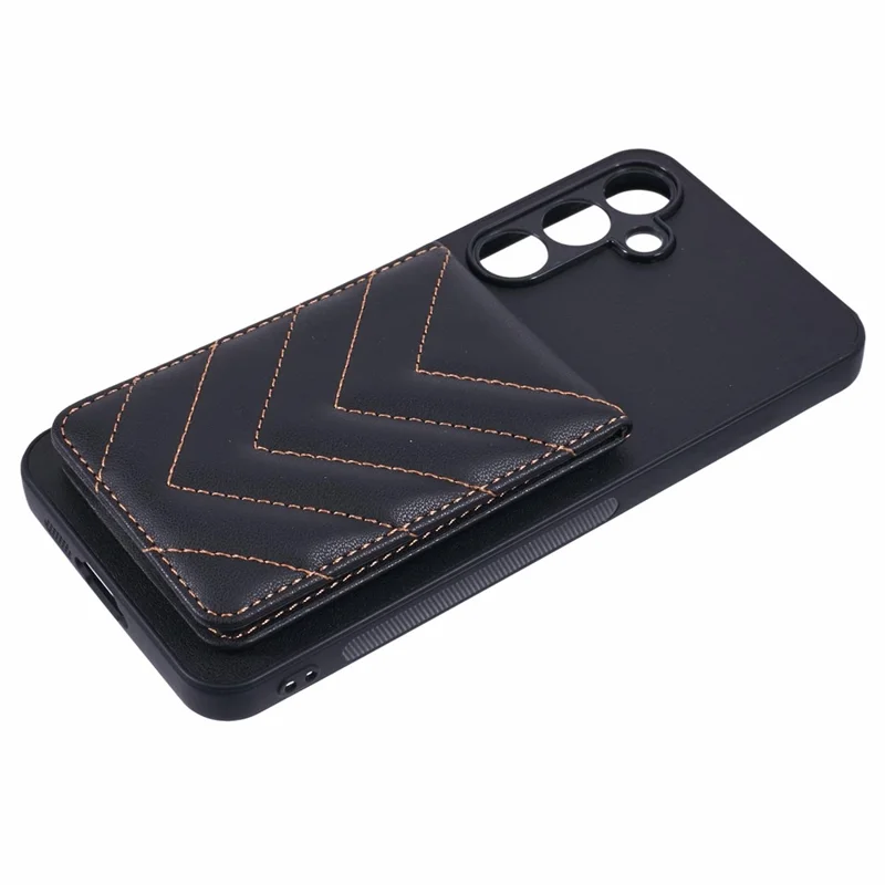 Per Samsung Galaxy A35 5G Telefono Case Rhombus Adesive Card Bag Con Kickstand RFID Blocking - Nero