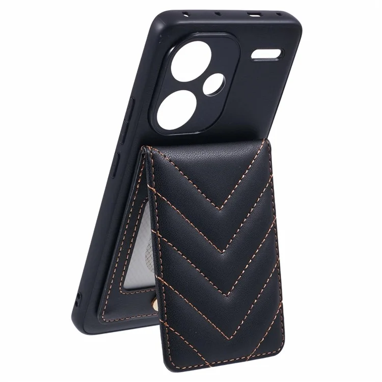 Для Xiaomi Redmi Note 13 Pro+ 5G Chace Cash Case Rombus Card Card Bag с Блокировкой RFID -стрит - Черный