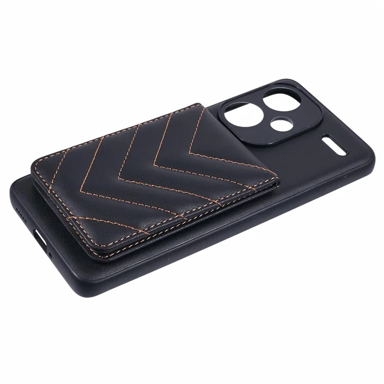 Для Xiaomi Redmi Note 13 Pro+ 5G Chace Cash Case Rombus Card Card Bag с Блокировкой RFID -стрит - Черный