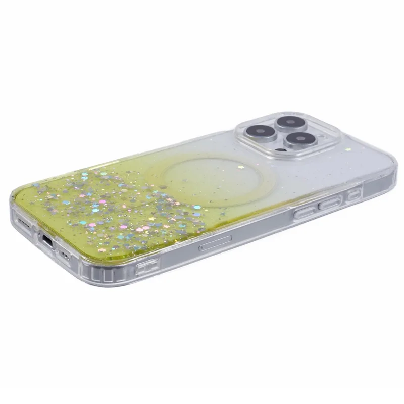 Per Iphone 16 Pro Max Case Compatibile Con MagSafe Sparkle Epossidico Tpu+copertina Telefonica Acrilica - Giallo