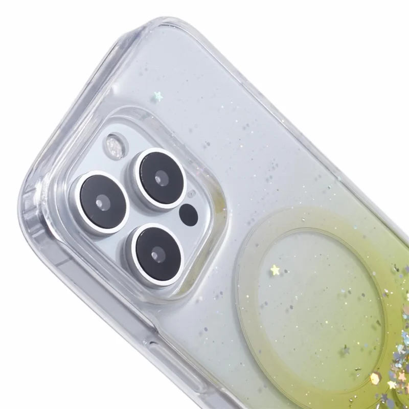 Per Iphone 16 Pro Max Case Compatibile Con MagSafe Sparkle Epossidico Tpu+copertina Telefonica Acrilica - Giallo