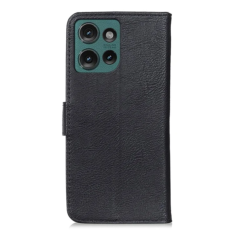 KHAZNEH para Motorola Edge 50 Neo 5G / Moto S50 5G / Thinkphone 25 5G Funda tipo cartera de cuero con textura de piel de vaca - Negro