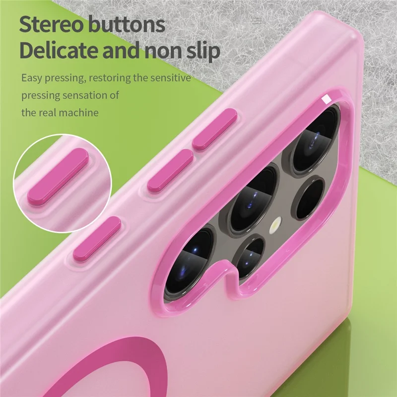 For Samsung Galaxy S23 Ultra Case Compatible with MagSafe TPU + PC Slim Matte Translucent Phone Cover - Pink
