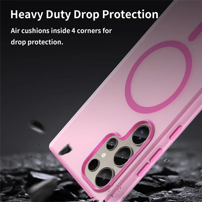 For Samsung Galaxy S23 Ultra Case Compatible with MagSafe TPU + PC Slim Matte Translucent Phone Cover - Pink