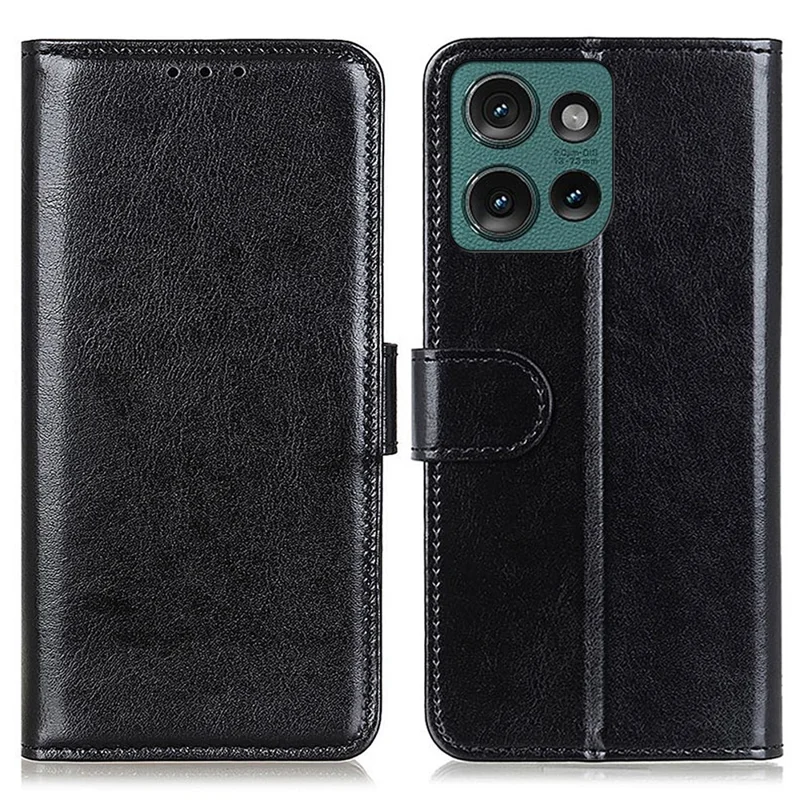 Per Motorola Edge 50 5G Case Crazy Horse Texture Peth Coperchi - Nero