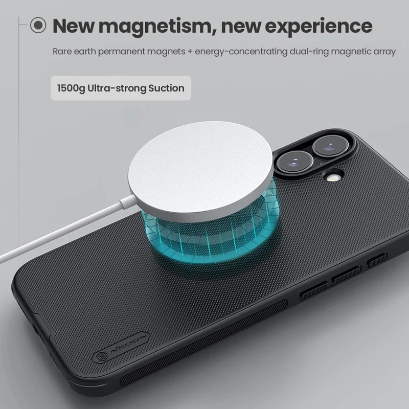 NILLKIN Frosted Shield Pro for iPhone 16 Plus Case Compatible with MagSafe PC+TPU Phone Cover, Black