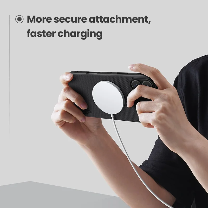 NILLKIN Frosted Shield Pro for iPhone 16 Plus Case Compatible with MagSafe PC+TPU Phone Cover, Black