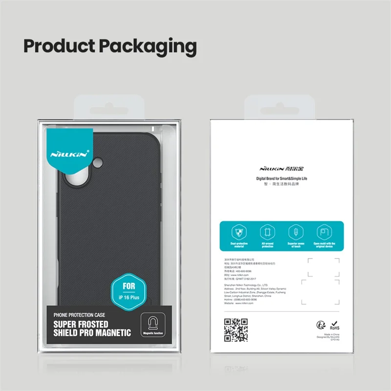 NILLKIN Frosted Shield Pro for iPhone 16 Plus Case Compatible with MagSafe PC+TPU Phone Cover, Black