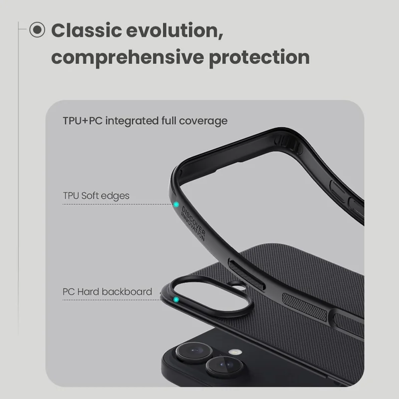 NILLKIN Frosted Shield Pro for iPhone 16 Plus Case Compatible with MagSafe PC+TPU Phone Cover, Black