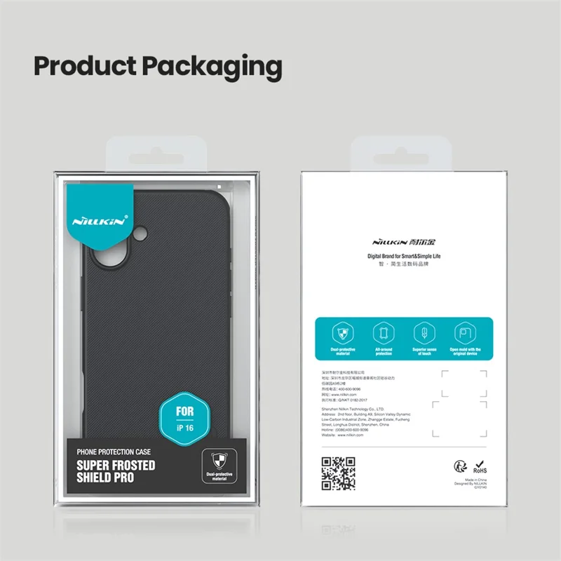 NILLKIN Frosted Shield Pro For iPhone 16 Case Matte PC+TPU Phone Cover - Black