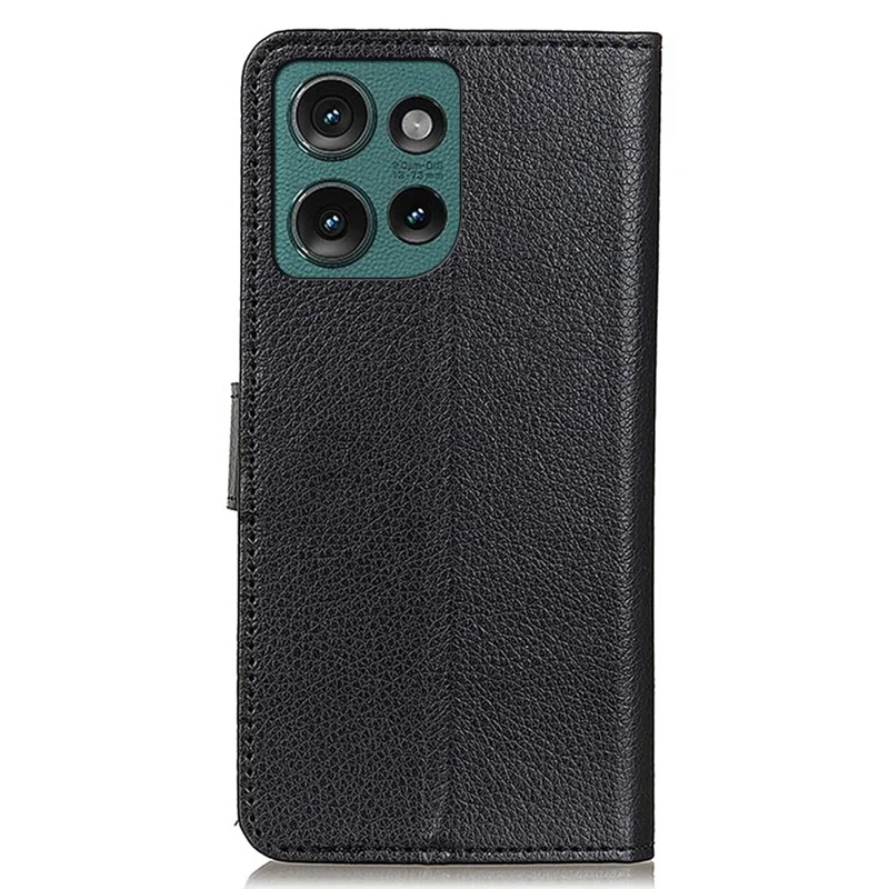 For Motorola Edge 50 5G Wallet Case PU Leather Phone Cover Litchi Texture - Black