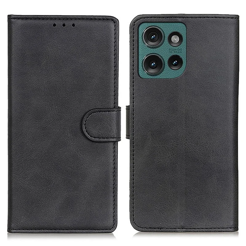 For Motorola Edge 50 Neo 5G / Moto S50 5G / Thinkphone 25 5G Stand Wallet Case Cowhide Texture Leather Phone Cover - Black