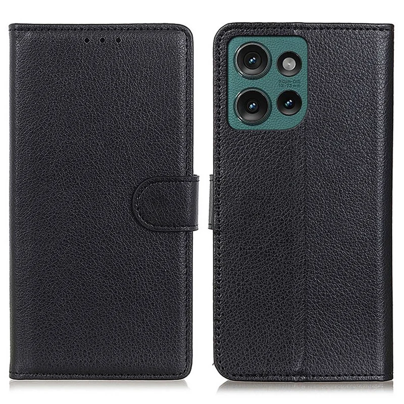 For Motorola Edge 60 Neo 5G / Edge 60 Neo 5G / Edge 50 Neo 5G / Moto S50 5G / ThinkPhone 25 5G Wallet Case PU Leather Phone Cover Litchi Texture - Black