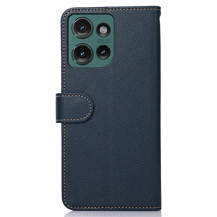 KHAZNEH pour Motorola Edge 50 Neo 5G / Moto S50 5G / Thinkphone 25 5G Étui portefeuille avec blocage RFID en cuir PU - Bleu