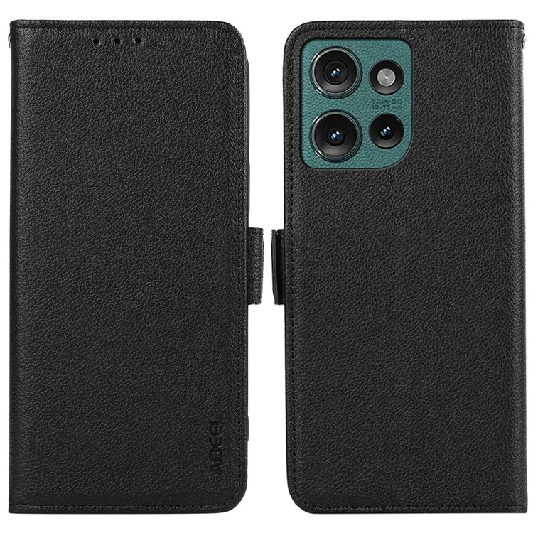 Abiel For Motorola Edge 50 Neo 5g Case Litchi Texture Кожа RFID Blocking Phone Cover - Черный