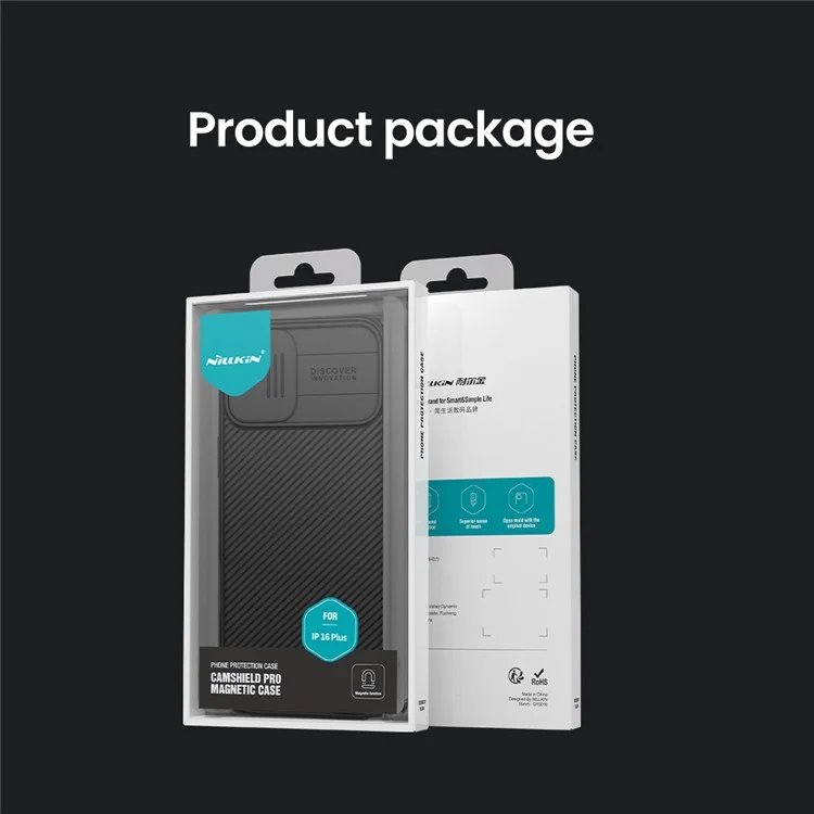 NILLKIN Camshield Pro for iPhone 16 Plus Case Compatible with MagSafe TPU+PC Phone Cover with Slider Camera - Black