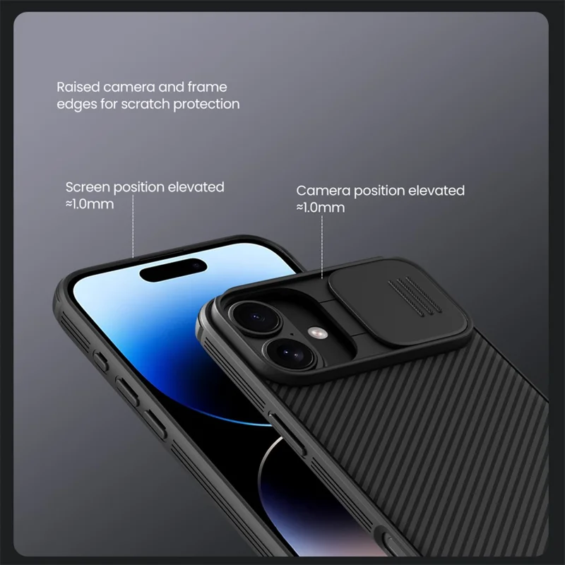 NILLKIN Camshield Pro Series for iPhone 16 Case PC+TPU Slide Camera Lid Phone Cover - Blue