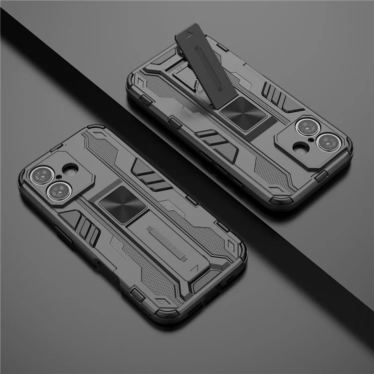 Pour Iphone 16 Case PC + TPU Couverture de Téléphone Avec Choc Avec Une Cotisation - Noir