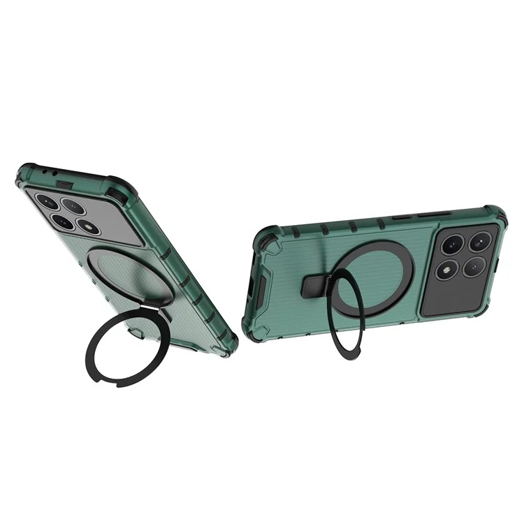 Phone Case For Xiaomi Poco F6 Pro 5G  /  Redmi K70 5G  /  Redmi K70 Pro 5G with Kickstand PC+TPU Phone Cover Compatible with MagSafe - Green