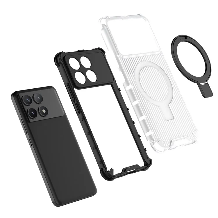 Phone Case For Xiaomi Poco F6 Pro 5G  /  Redmi K70 5G  /  Redmi K70 Pro 5G with Kickstand PC+TPU Phone Cover Compatible with MagSafe - Green