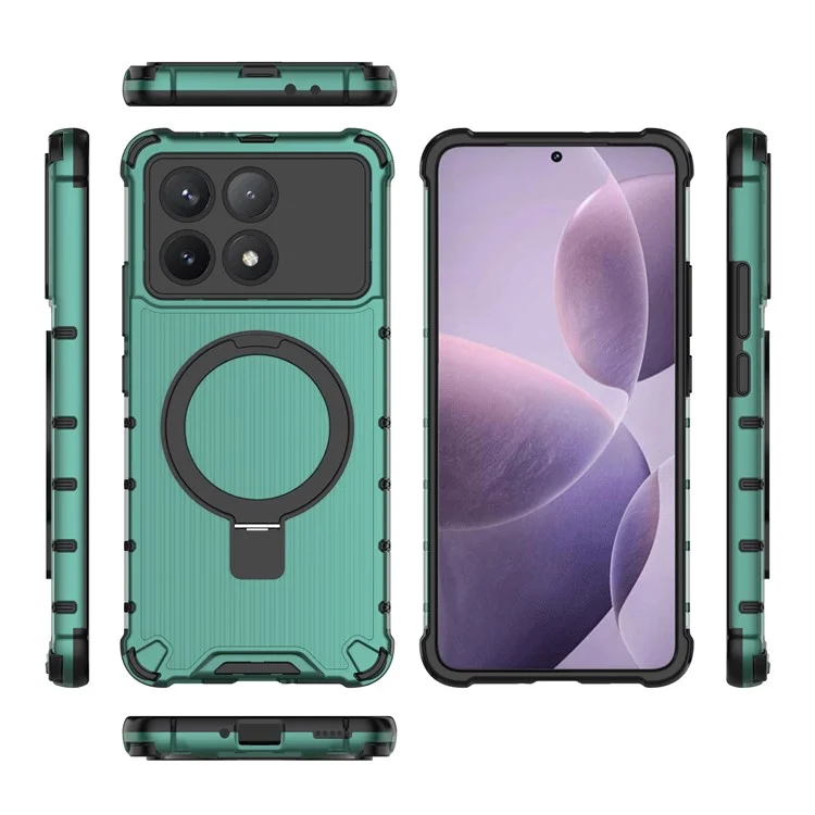 Phone Case For Xiaomi Poco F6 Pro 5G  /  Redmi K70 5G  /  Redmi K70 Pro 5G with Kickstand PC+TPU Phone Cover Compatible with MagSafe - Green