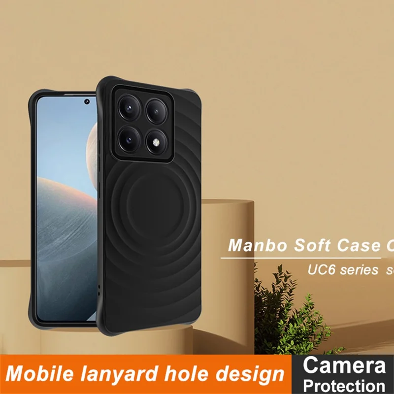 IMAK UC-6 Series for Xiaomi 14T Pro Case Water Drop Texture Anti-Skid Matte TPU Cover - Matte Black