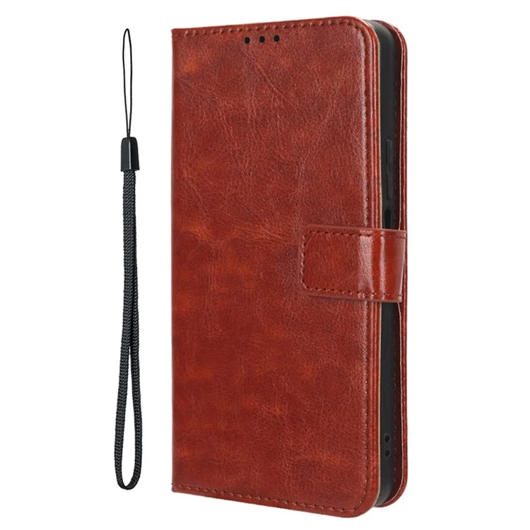 Für Xiaomi Poco C75 4G / Redmi 14R 5G / 14C 4G Hülle Crazy Horse Texture PU Leder Handyhülle - Braun