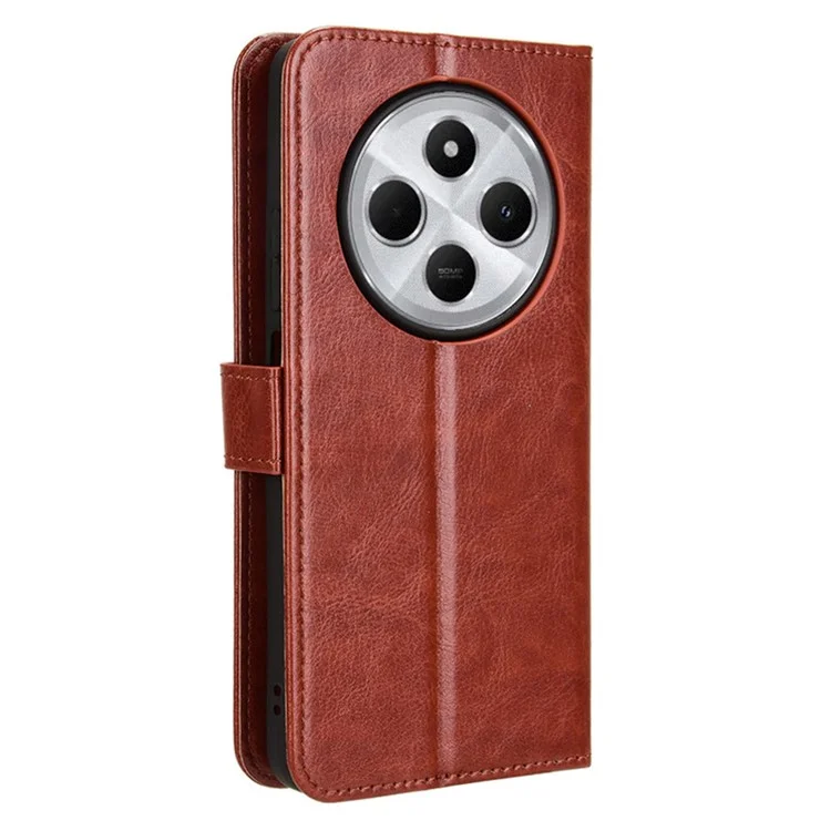 Für Xiaomi Poco C75 4G / Redmi 14R 5G / 14C 4G Hülle Crazy Horse Texture PU Leder Handyhülle - Braun