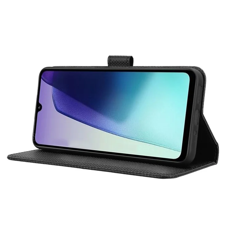 Für Xiaomi Poco C75 4G / Redmi 14R 5G / 14C 4G Hülle PU-Leder Diamant-Textur Brieftasche Handyhülle - Schwarz