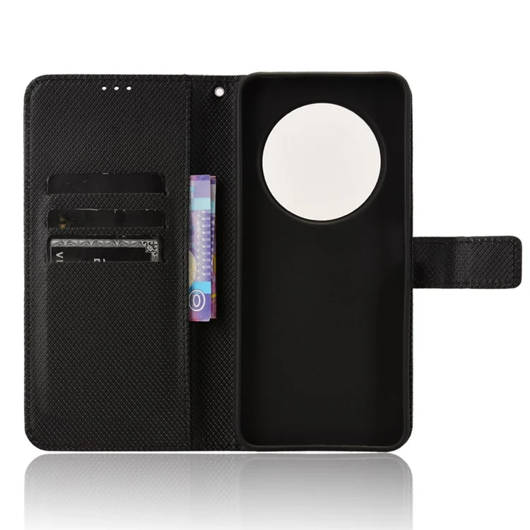 Für Xiaomi Poco C75 4G / Redmi 14R 5G / 14C 4G Hülle PU-Leder Diamant-Textur Brieftasche Handyhülle - Schwarz