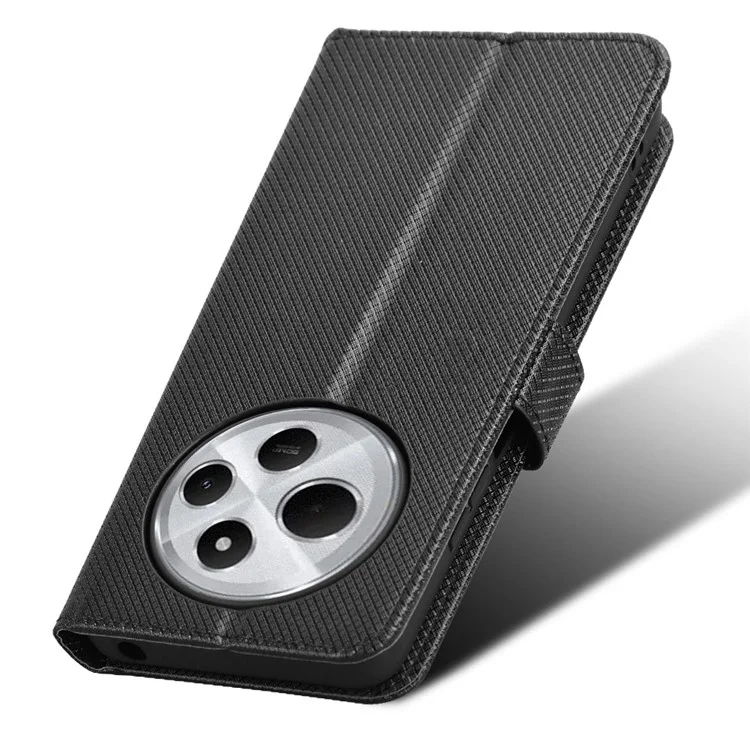 Für Xiaomi Poco C75 4G / Redmi 14R 5G / 14C 4G Hülle PU-Leder Diamant-Textur Brieftasche Handyhülle - Schwarz