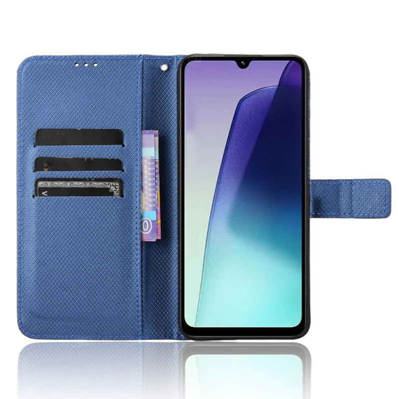 For Xiaomi Poco C75 4G / Redmi 14R 5G / 17C 4G / 14C 4G / 14C 5G / A4 5G / A3 Pro 4G Case PU Leather Diamond Texture Wallet Phone Cover - Blue