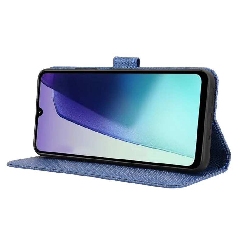 For Xiaomi Poco C75 4G / Redmi 14R 5G / 17C 4G / 14C 4G / 14C 5G / A4 5G / A3 Pro 4G Case PU Leather Diamond Texture Wallet Phone Cover - Blue