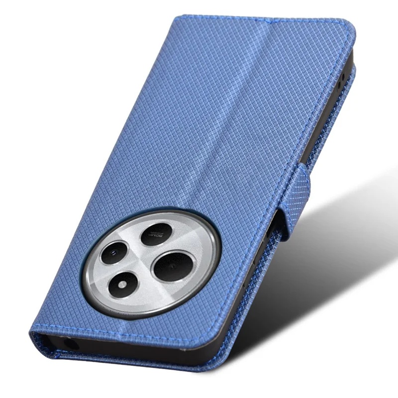 For Xiaomi Poco C75 4G / Redmi 14R 5G / 17C 4G / 14C 4G / 14C 5G / A4 5G / A3 Pro 4G Case PU Leather Diamond Texture Wallet Phone Cover - Blue