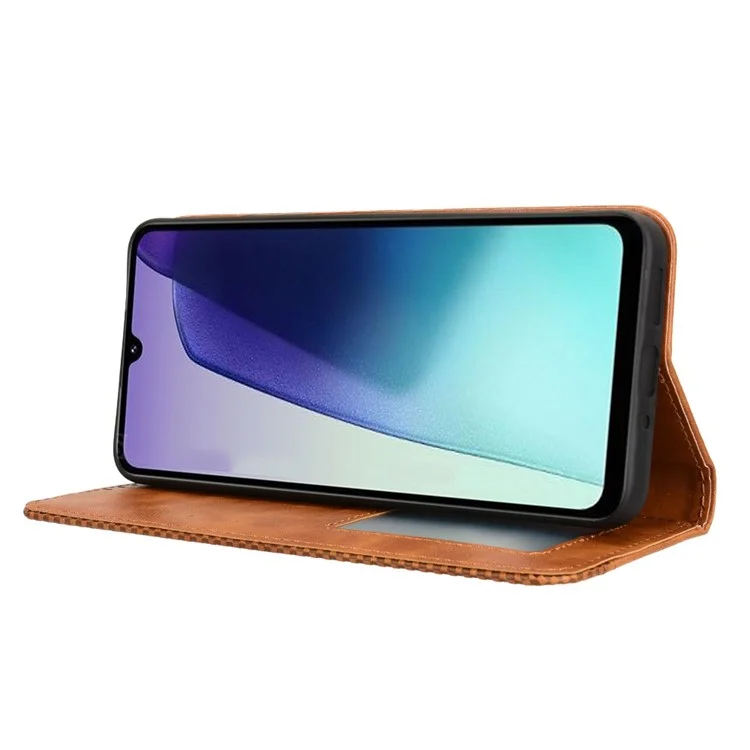 Para Xiaomi Poco C75 4G / Redmi 14R 5G / 14C 4G Capa de Couro Carteira Suporte Textura Retrô Capa do Telefone - Marrom